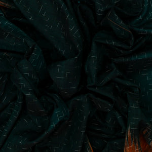 Bottle Green Handloom Orissa Cotton Saree With Red Tie & Dye Border