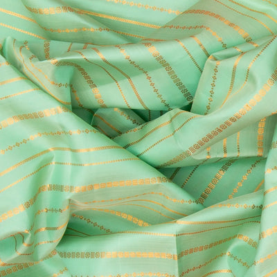 Aquamarine Handloom Kanchipuram Korvai Silk Saree With Zari Stripes
