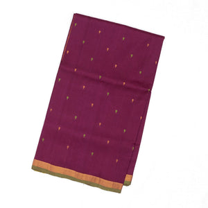 Magenta Handloom Uppada Silk Saree With Floral Buttas & Zari Border