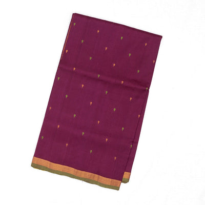 Magenta Handloom Uppada Silk Saree With Floral Buttas & Zari Border