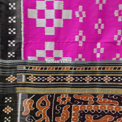Rani Pink Black Pasapali Contemporary Silk Saree
