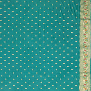 Cyan Woven Blended Dupion Saree With Konia Butta Motifs