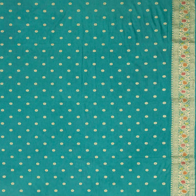 Cyan Woven Blended Dupion Saree With Konia Butta Motifs