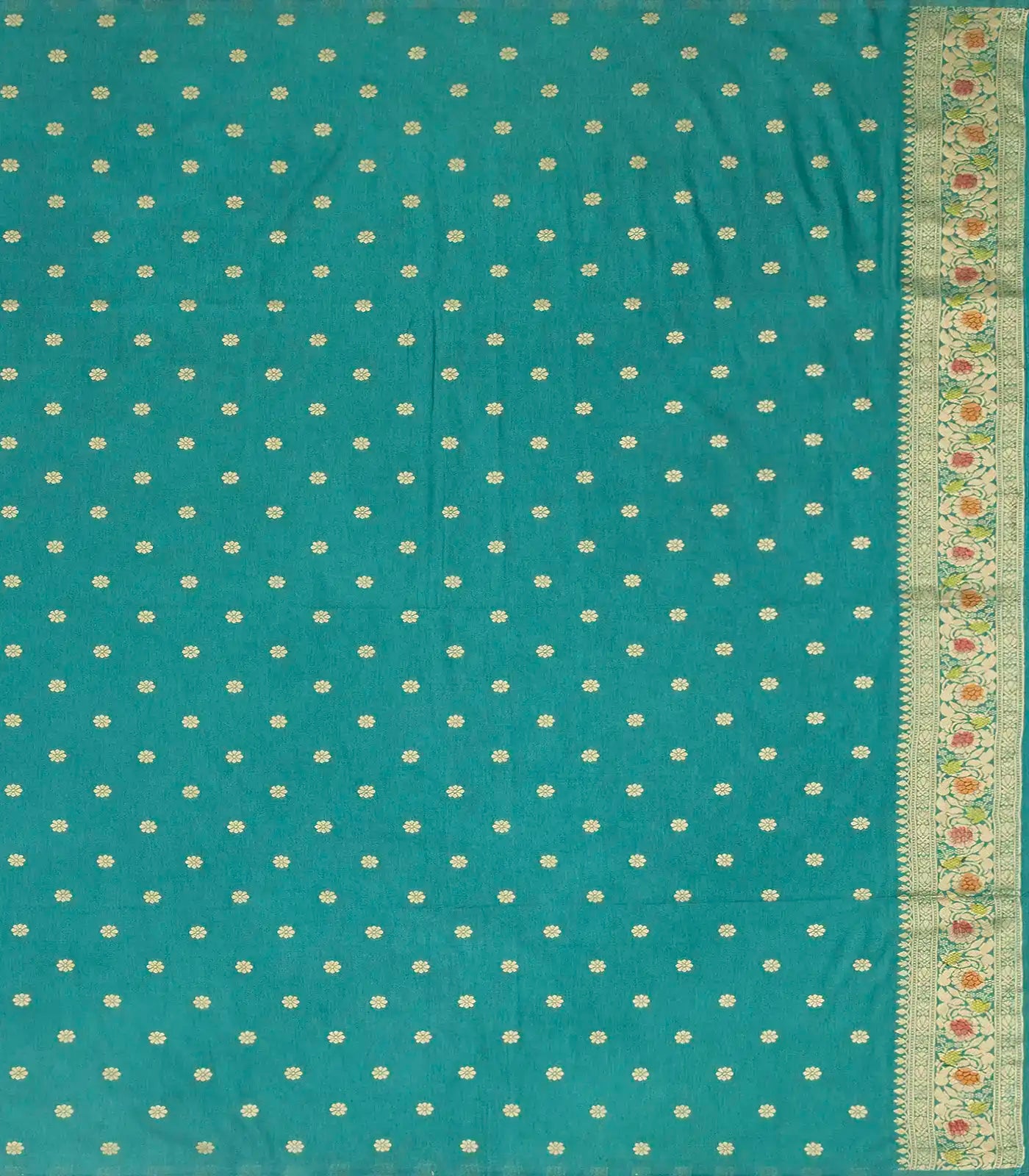 Cyan Woven Blended Dupion Saree With Konia Butta Motifs