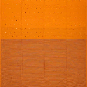 Orange Handloom Bengal Cotton Saree With Coin Motifs