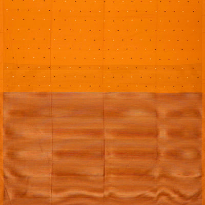 Orange Handloom Bengal Cotton Saree With Coin Motifs