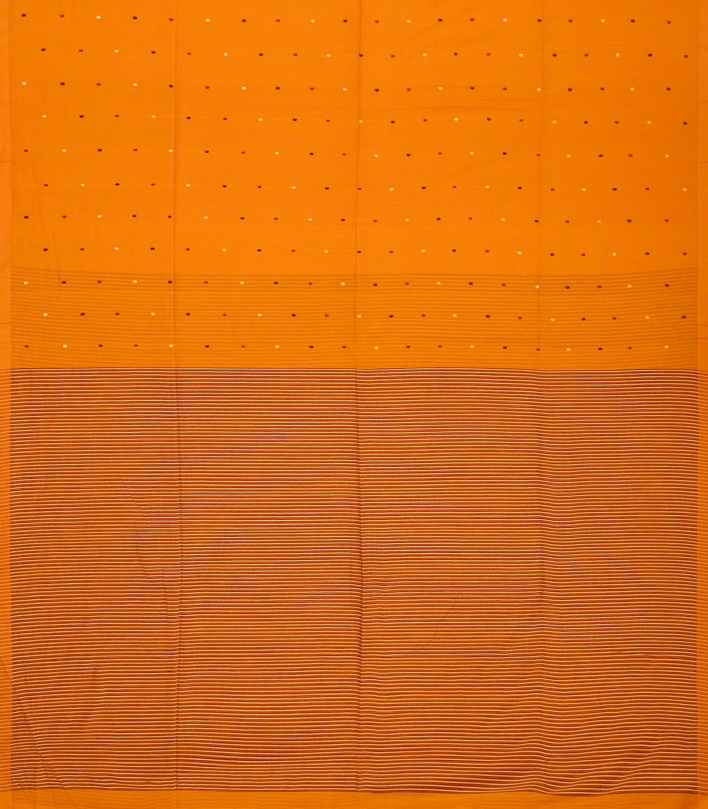 Orange Handloom Bengal Cotton Saree With Coin Motifs