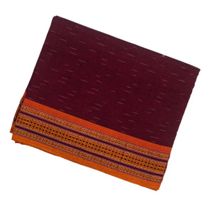 Crimson Orissa Cotton Saree With Stripes & Buttas