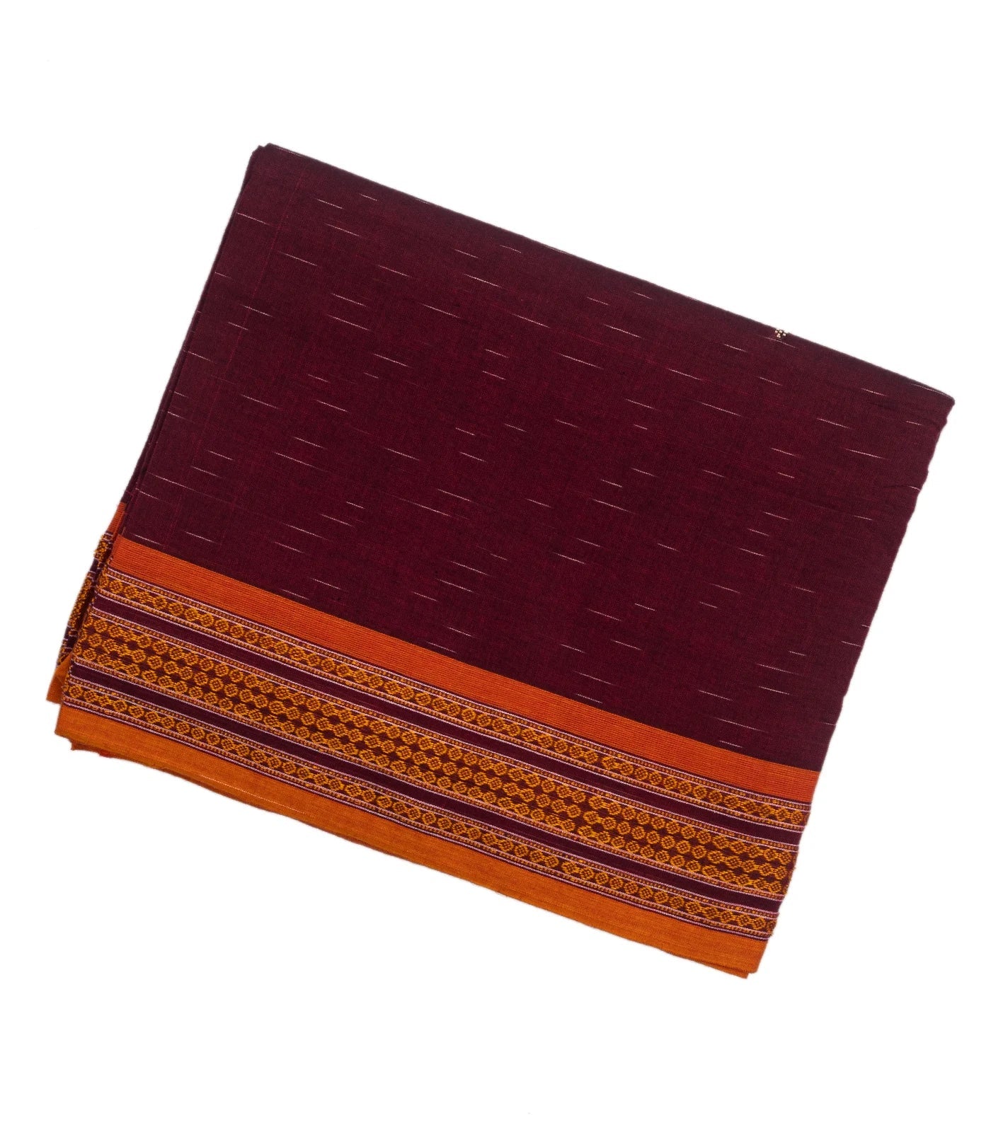Crimson Orissa Cotton Saree With Stripes & Buttas