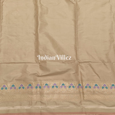 Silver Grey Meenakari Designer Banarasi Katan Silk Saree