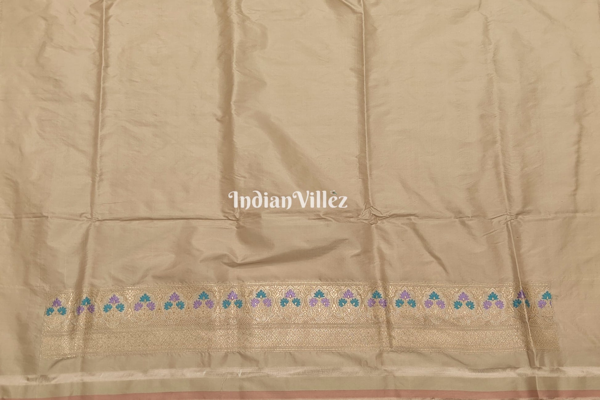 Silver Grey Meenakari Designer Banarasi Katan Silk Saree