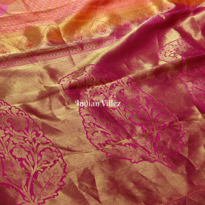 Pink Rani with Border Kanjivaram Silk Saree