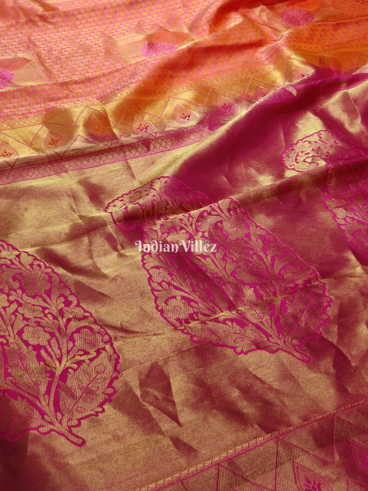 Pink Rani with Border Kanjivaram Silk Saree