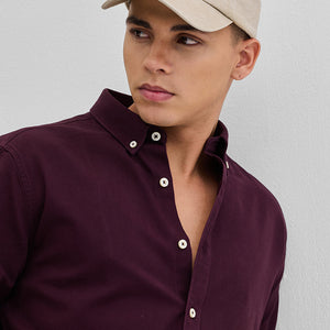 Burgundy Solid Twill Shirt