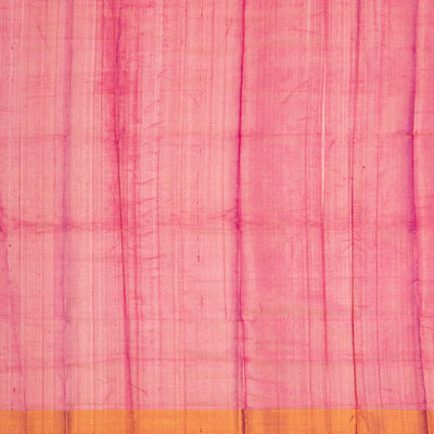 Yellow Handloom Uppada Plain Silk Saree With Red Border