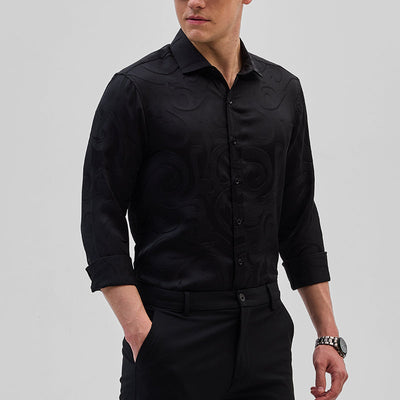 Black Self-Design Shirt