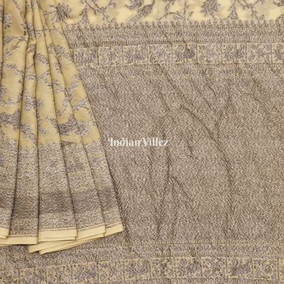 Light Olive Green Banarasi Khaddi Georgette Saree