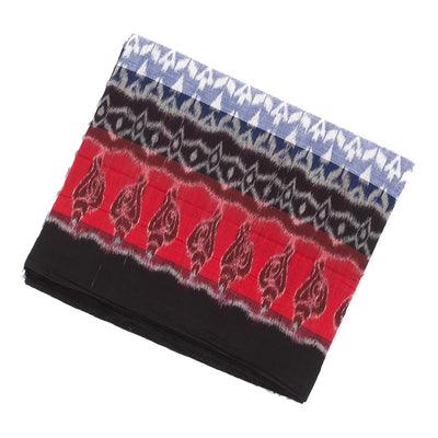 Blue And Off White Orissa Cotton Saree With Tie & Dye Motifs