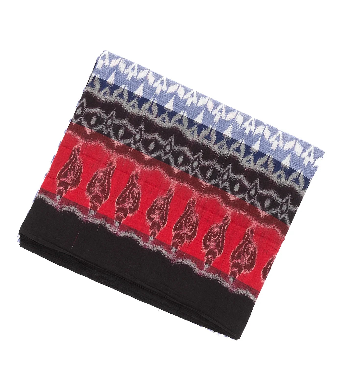 Blue And Off White Orissa Cotton Saree With Tie & Dye Motifs