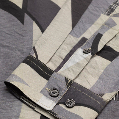 Beige Abstract Mandarin Shirt