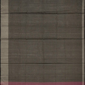 Dark Grey Handloom Plain Uppada Silk Saree With Zari Border