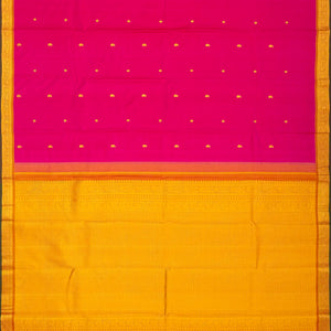 Hot Pink Handloom Kanchipuram Silk Saree With Mango Buttas