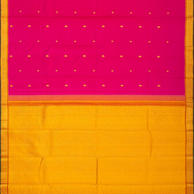Hot Pink Handloom Kanchipuram Silk Saree With Mango Buttas