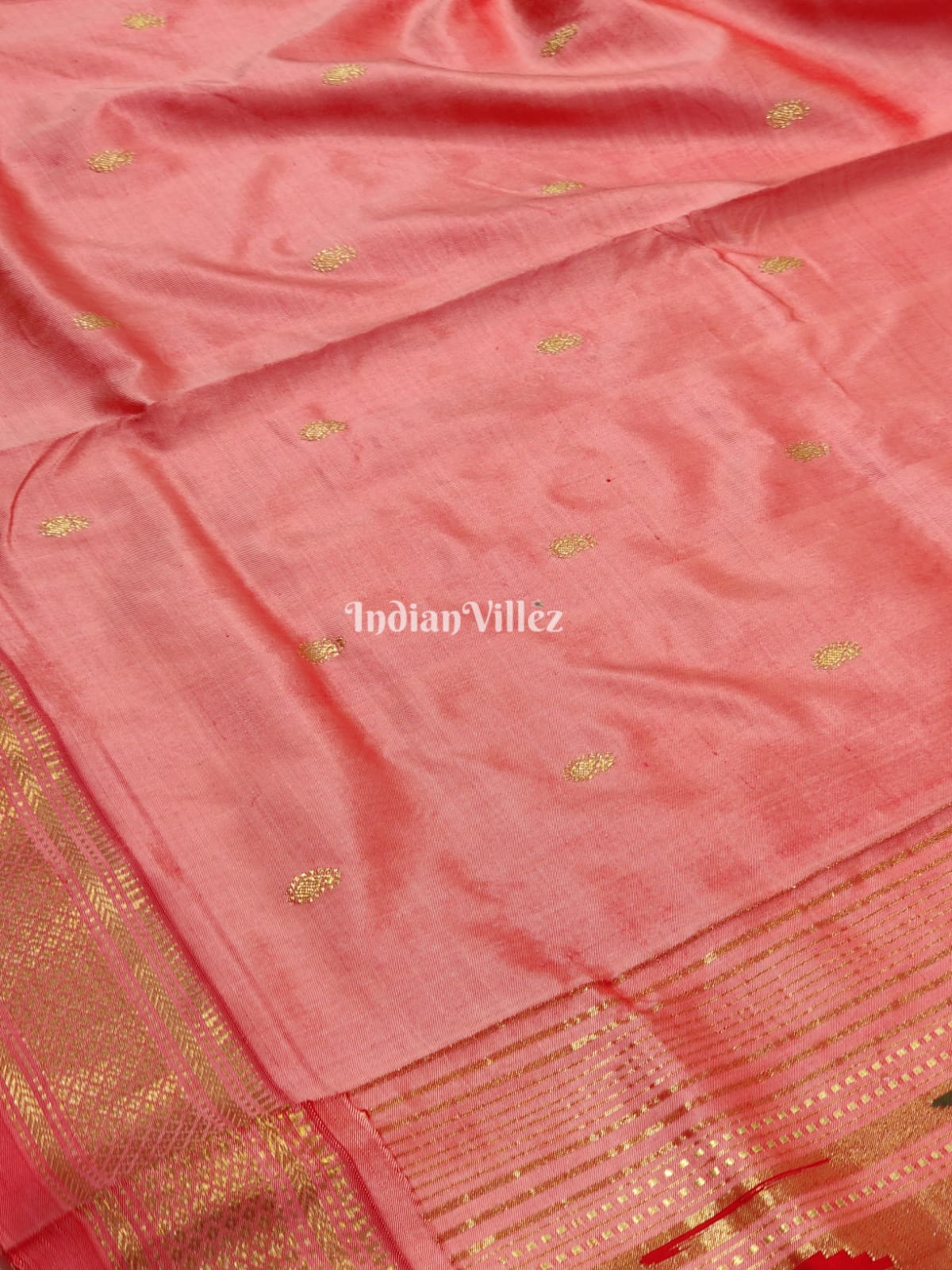 Peach Paithani Silk Saree