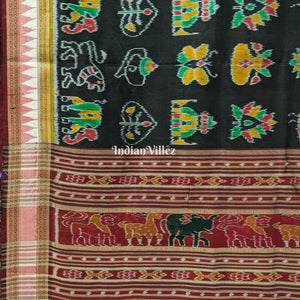 Black Nabakothi Nabarangi Khandua Silk Saree
