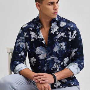 Navy Textured Abstract Shirt