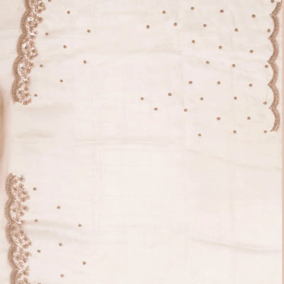 Taupe Woven Banarasi Glass Tissue Saree Embroidered With Floral Motifs