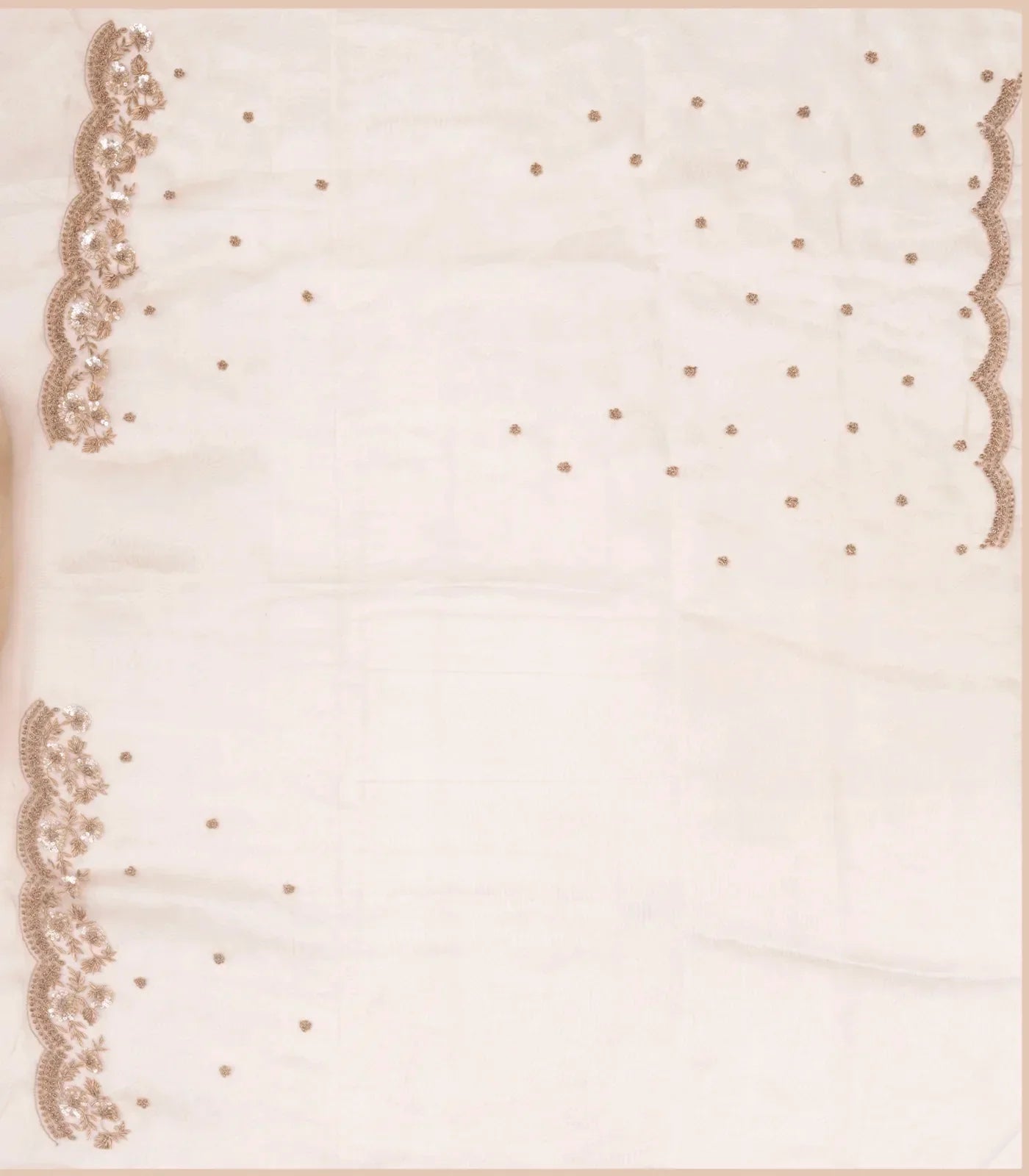 Taupe Woven Banarasi Glass Tissue Saree Embroidered With Floral Motifs