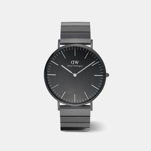 Classic Men Quartz Black Dial Analog Stainless Steel Watch DW00100778