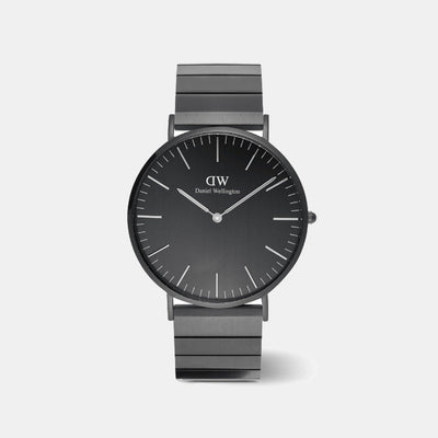Classic Men Quartz Black Dial Analog Stainless Steel Watch DW00100778