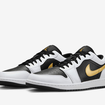 Air Jordan 1 Low White Black Metallic Gold Swoosh Sale