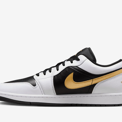 Air Jordan 1 Low White Black Metallic Gold Swoosh Sale