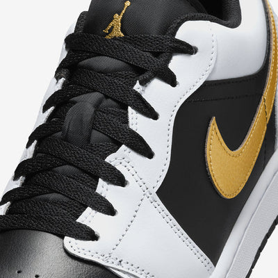 Air Jordan 1 Low White Black Metallic Gold Swoosh Sale