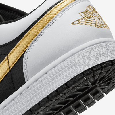 Air Jordan 1 Low White Black Metallic Gold Swoosh Sale