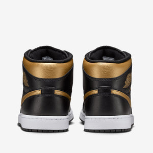 Air Jordan 1 Mid Black Metallic Gold White Sale