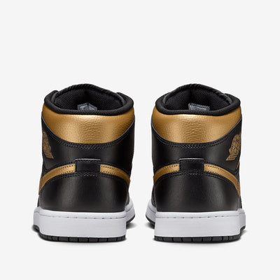 Air Jordan 1 Mid Black Metallic Gold White Sale