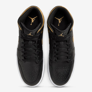 Air Jordan 1 Mid Black Metallic Gold White Sale