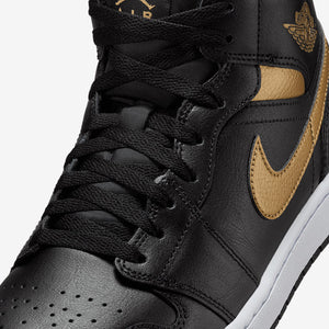 Air Jordan 1 Mid Black Metallic Gold White Sale