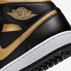 Air Jordan 1 Mid Black Metallic Gold White Sale