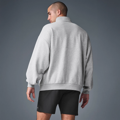 Alo Yoga Accolade 1/4 Zip Athletic Heather Grey Sweatshirt