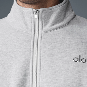 Alo Yoga Accolade 1/4 Zip Athletic Heather Grey Sweatshirt