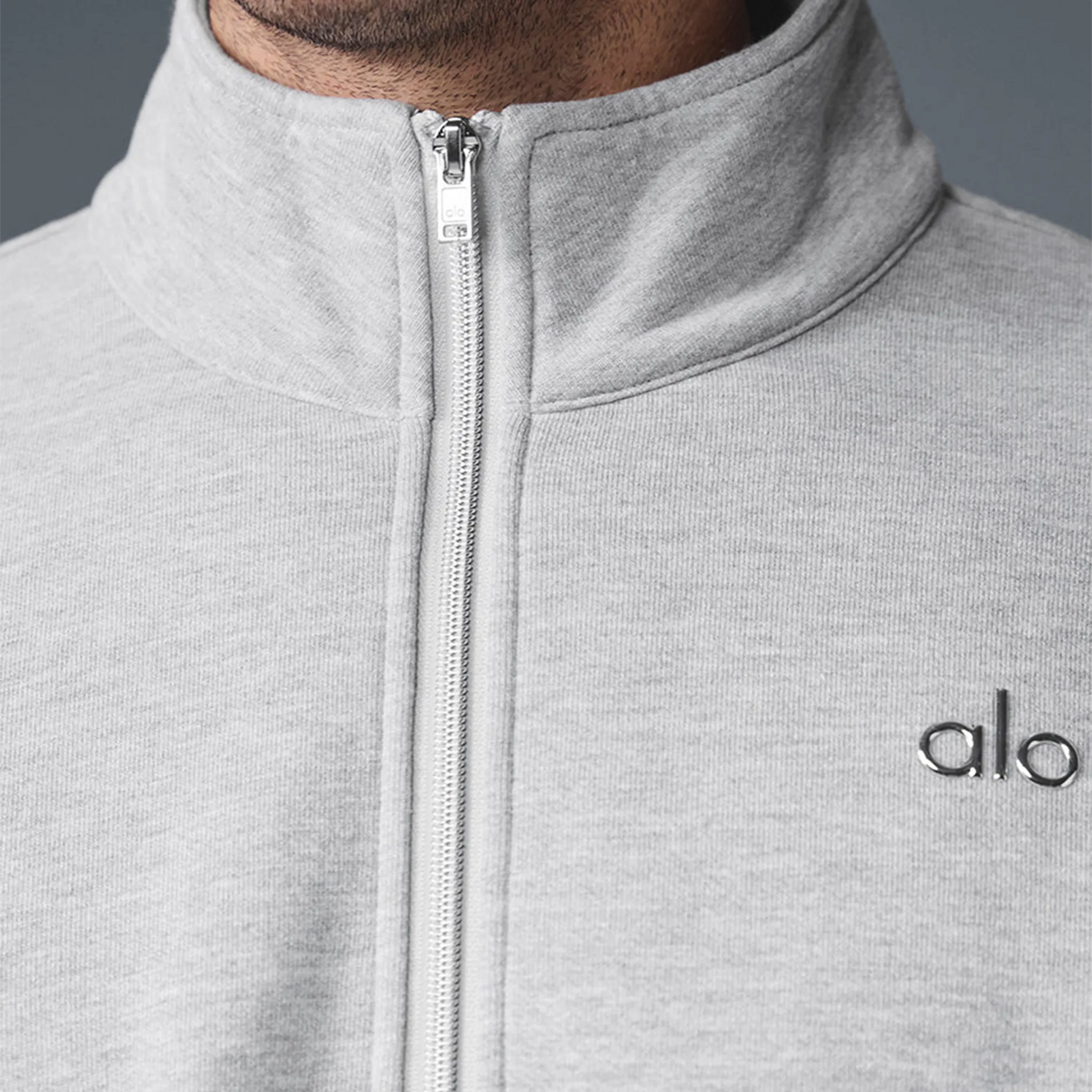Alo Yoga Accolade 1/4 Zip Athletic Heather Grey Sweatshirt