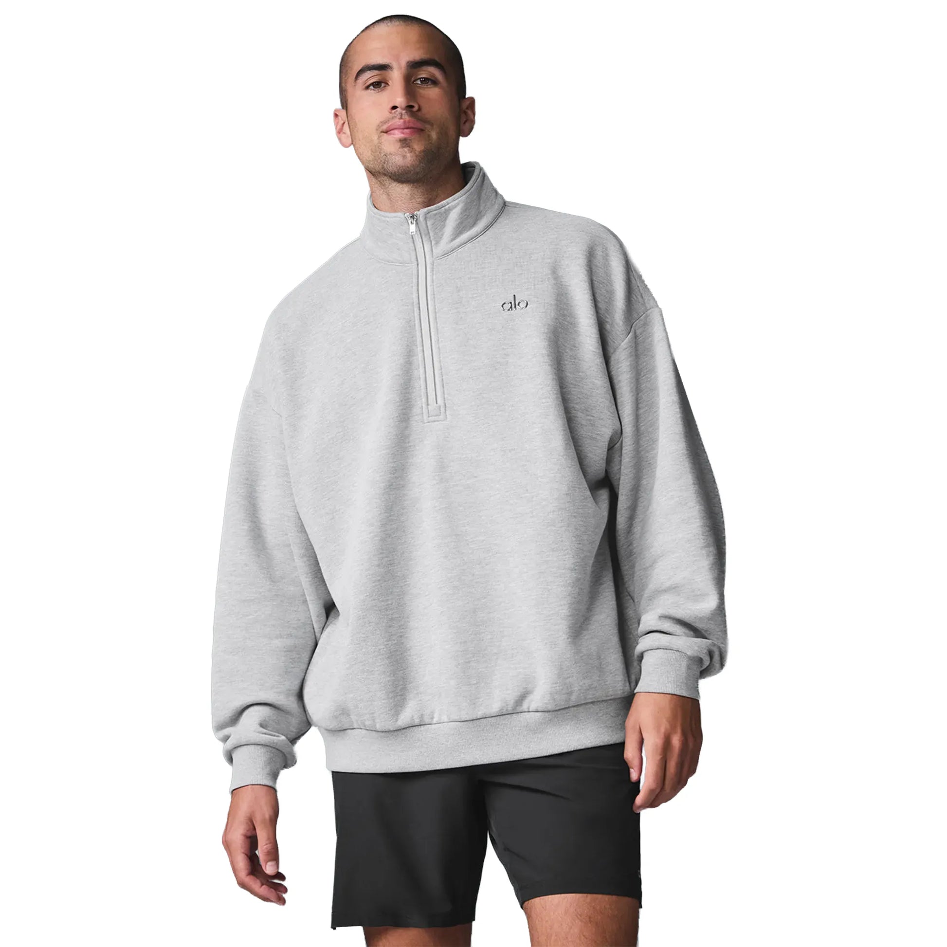 Alo Yoga Accolade 1/4 Zip Athletic Heather Grey Sweatshirt