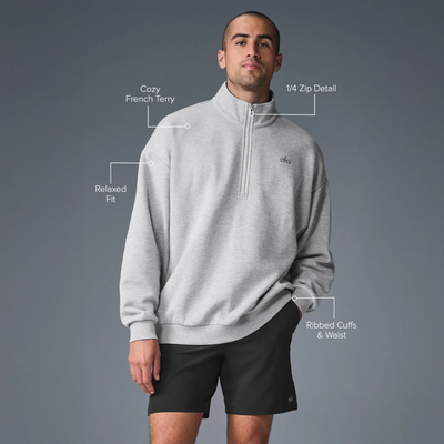 Alo Yoga Accolade 1/4 Zip Athletic Heather Grey Sweatshirt
