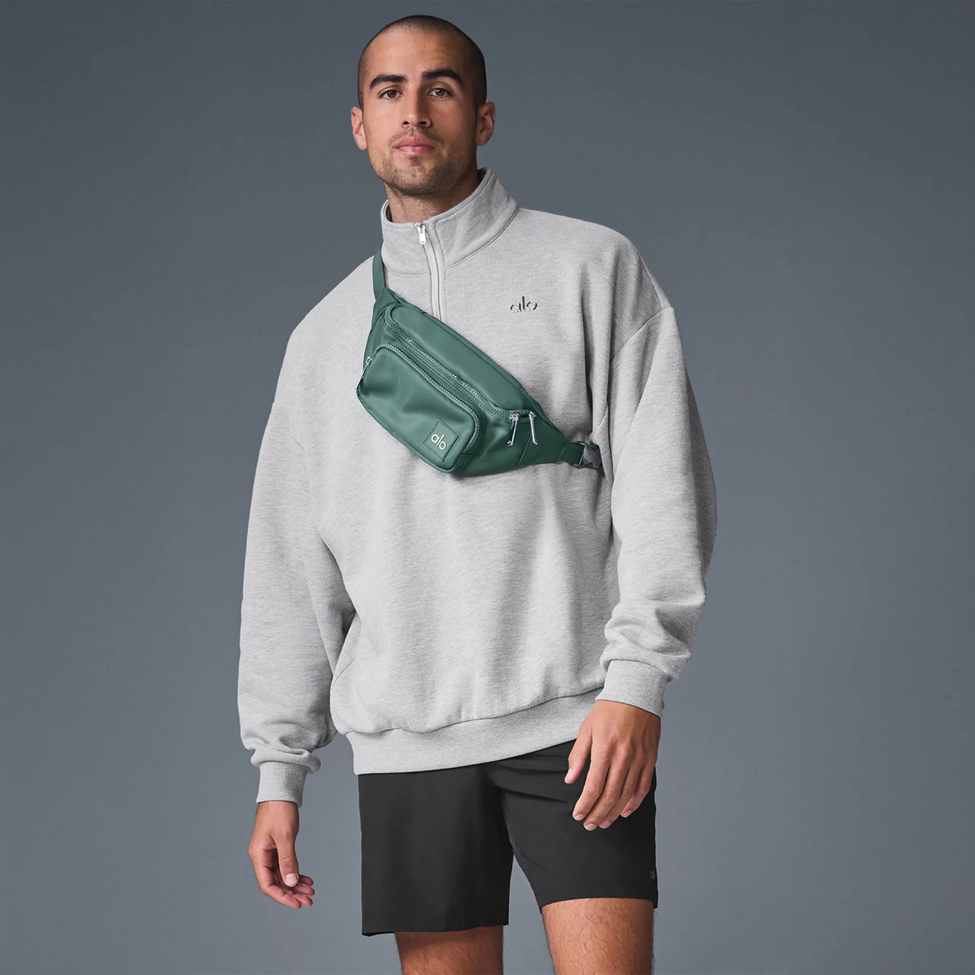 Alo Yoga Accolade 1/4 Zip Athletic Heather Grey Sweatshirt