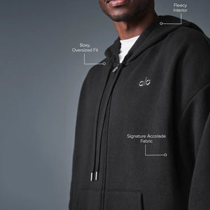 Alo Yoga Accolade Black Zip-Up Hoodie